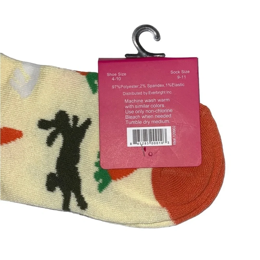 Everbright Easter Socks Women’s Bunny Crew Carrots Yellow 9-11 Yellow Multicolor